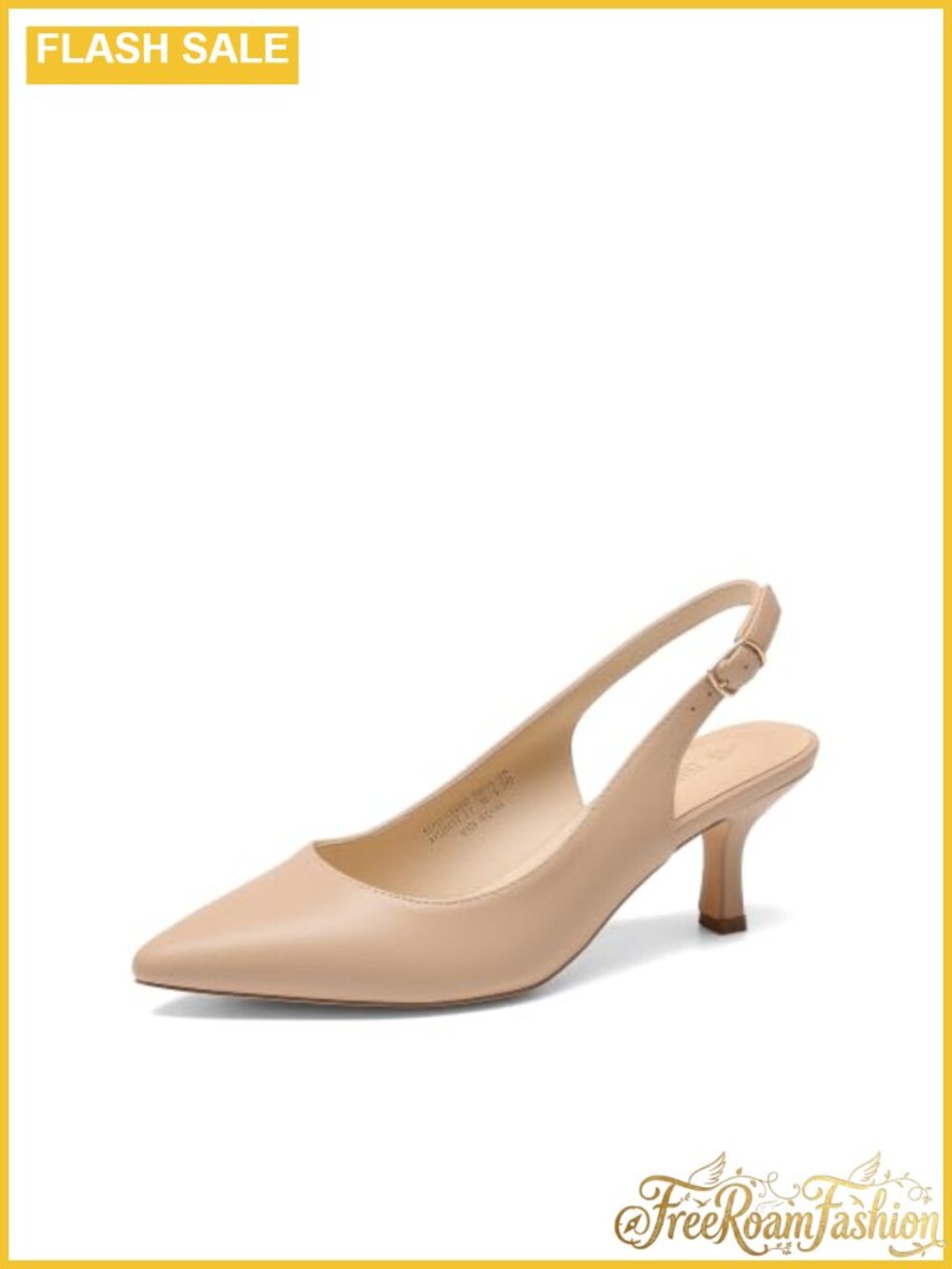 Faux Leather Kitten Heel Slingback Pumps Pointed Toe
